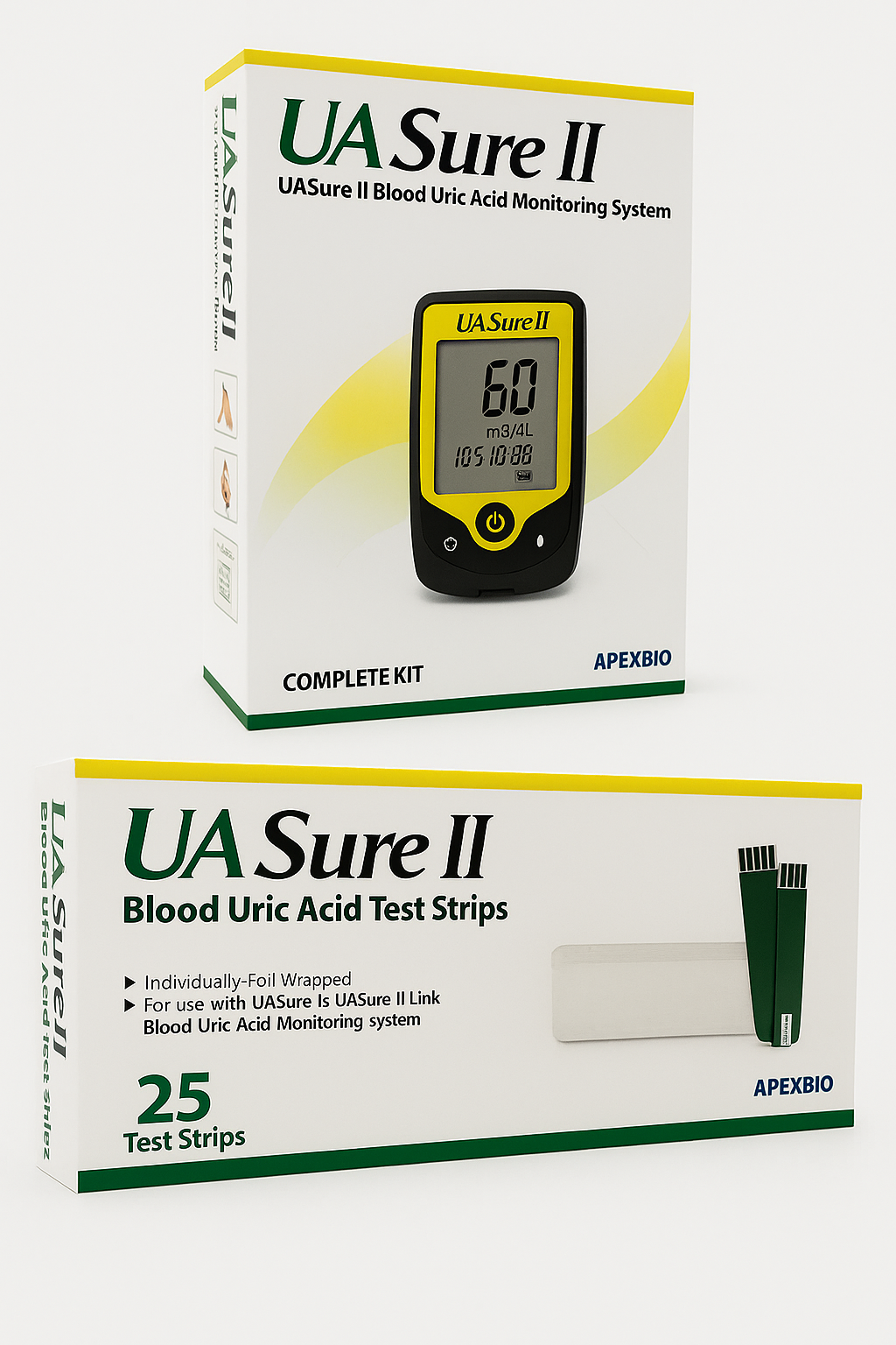 UASure II uric acid test kit includes lancing device and test strips